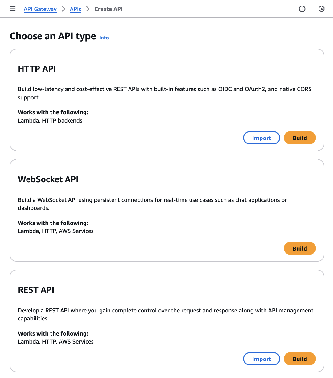Select REST API and click “Build”